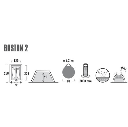 Палатка High Peak Boston 2 (Aluminium/Dark Grey)