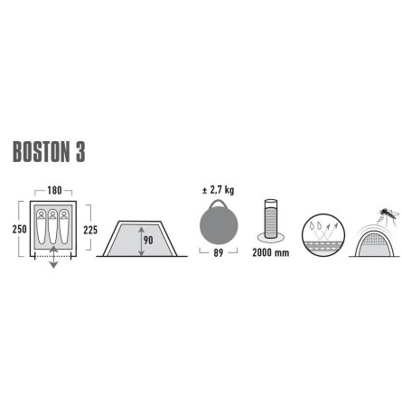 Палатка High Peak Boston 3 (Aluminium/Dark Grey)