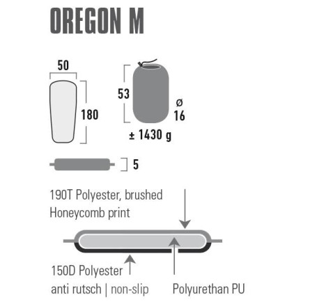Коврик самонадувающийся High Peak Oregon M 5 cm Citronelle (41124)