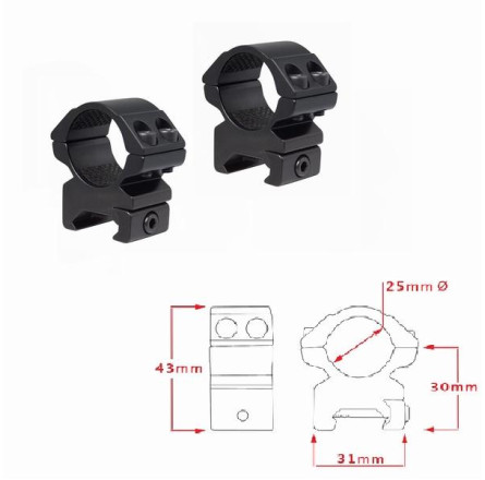 Кольца Hawke Matchmount 1"/Weaver/Med (22113)