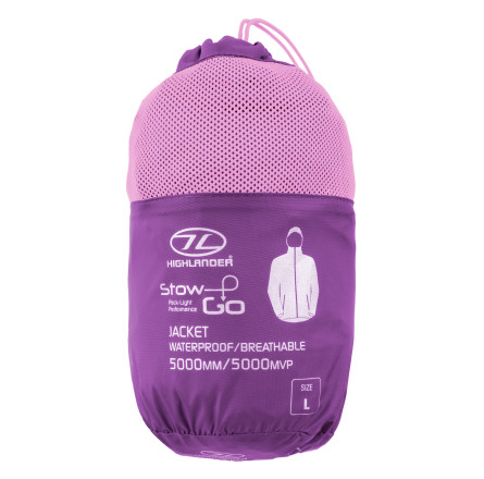 Ветровка женская Highlander Stow & Go Pack Away Rain Jacket 6000 mm Purple XL (JAC077L-PE-XL)