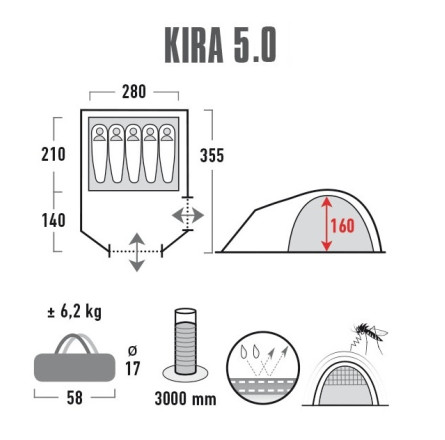 Палатка High Peak Kira 5.0 (Nimbus Grey)