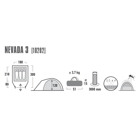Палатка трехместная High Peak Nevada 3 Dark Grey/Red