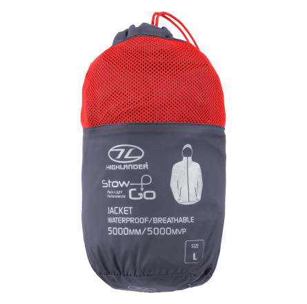 Ветровка мужская Highlander Stow & Go Pack Away Rain Jacket 6000 mm Charcoal XXL (JAC077-CH-XXL)