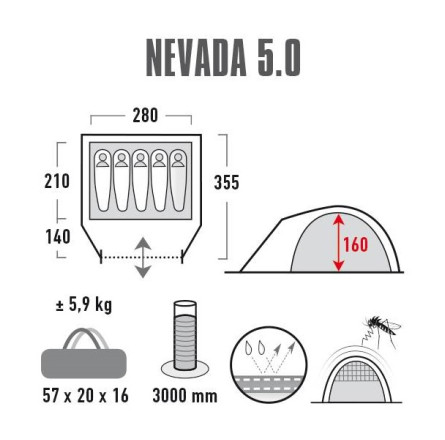 Палатка High Peak Nevada 5.0 Nimbus Grey (10209)