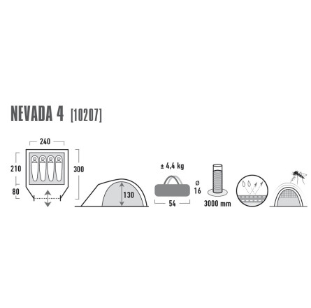 Палатка High Peak Nevada 4 Dark Grey/Red