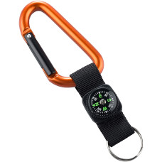 Munkees 3228 карабин 8 mm with strap, compass, keyring orange