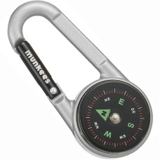 Munkees 3135 карабин Compass with Thermometer silver